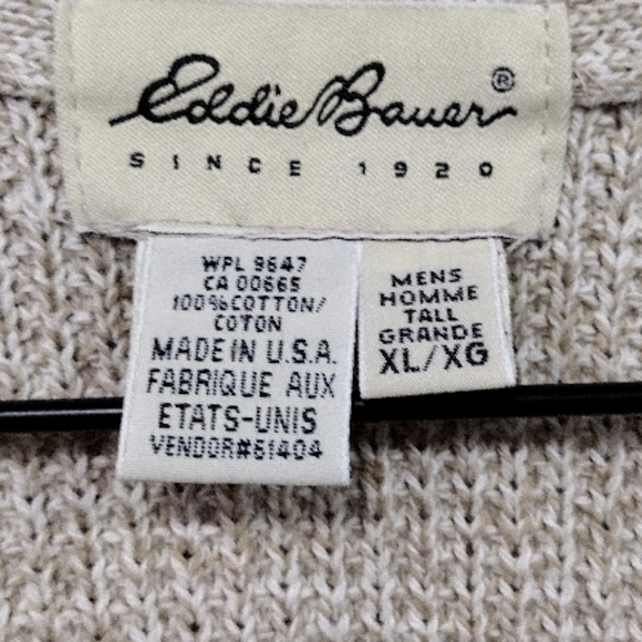 Eddie Bauer Button Front Sweater Vest Mens XL Cream Boho Retro 90s Y2K Casual - Picture 7 of 7